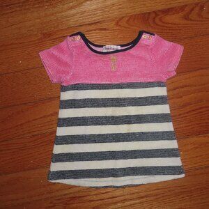 Used Juicy Couture Baby Striped Top with Shoulder Button Detail